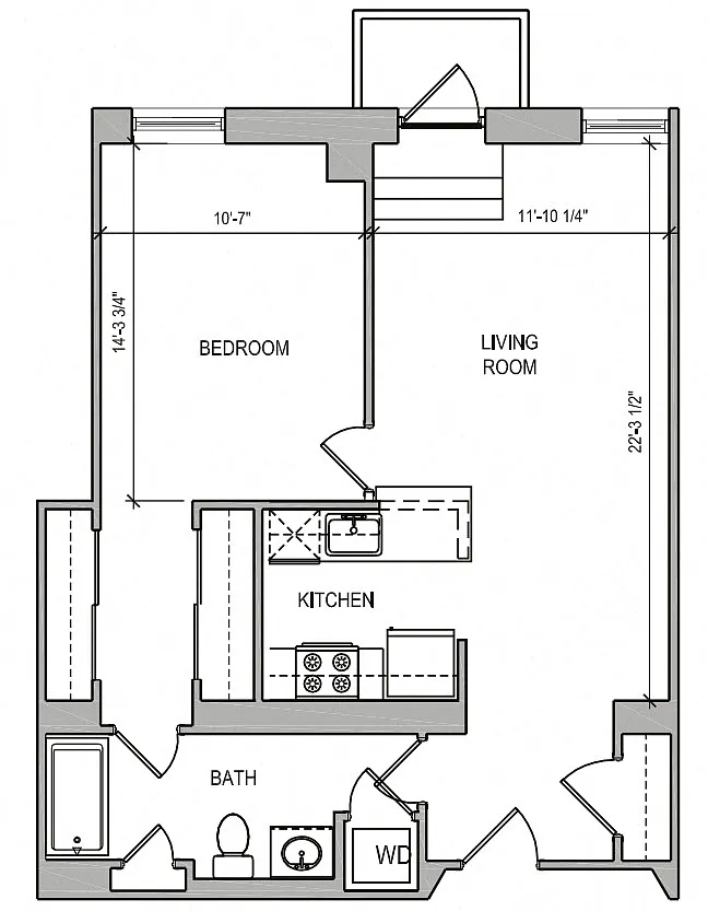 Floor plan HC-11 One Bedroom