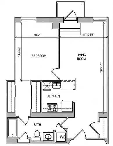Floor plan HC-11 One Bedroom