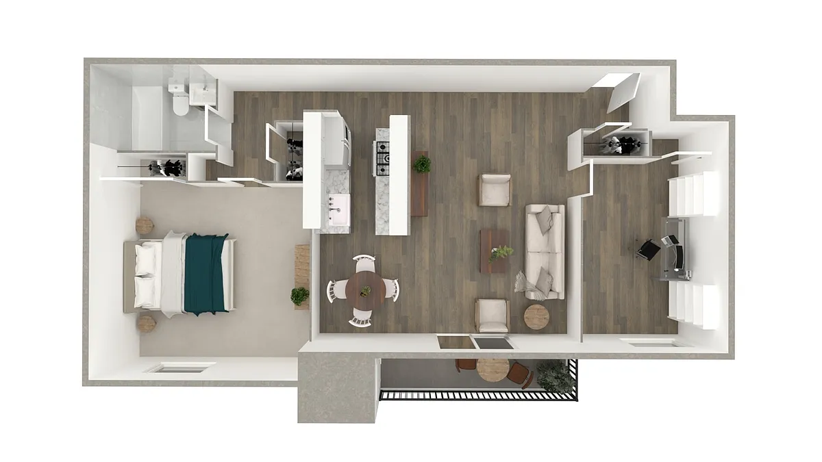 Floor plan One Bedroom & Den (Renovated)