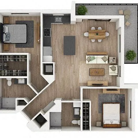 Floor plan 2 Bed/2 Bath-2B3