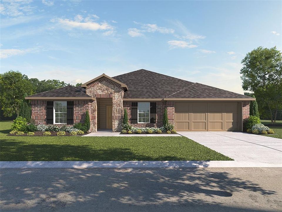 D.R. Horton's Garland floorplan, elevation A. All Home and community information, including pricing, included features, terms, availability and amenities, are subject to change at any time without notice or obligation. All Drawings, pictures, photographs, video, square footages, floor plans, elevations, features, colors and sizes are approximate for illustration purposes only and will vary from the homes as built.
