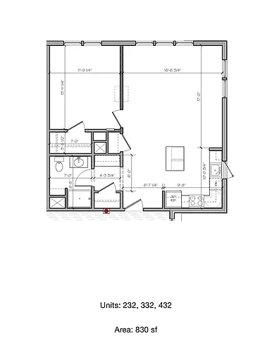 Floor plan Large Corner One Bedroom