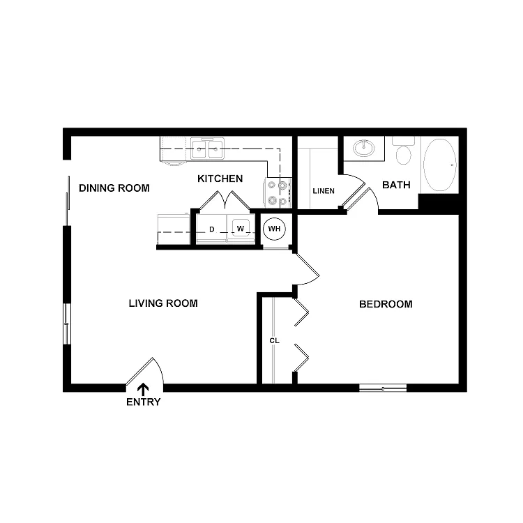 Floor plan 1 Bedroom 1 Bathroom