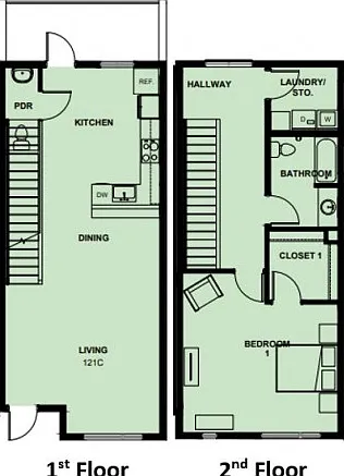 1 Bedroom Townhome 1 Bedroom Townhome
