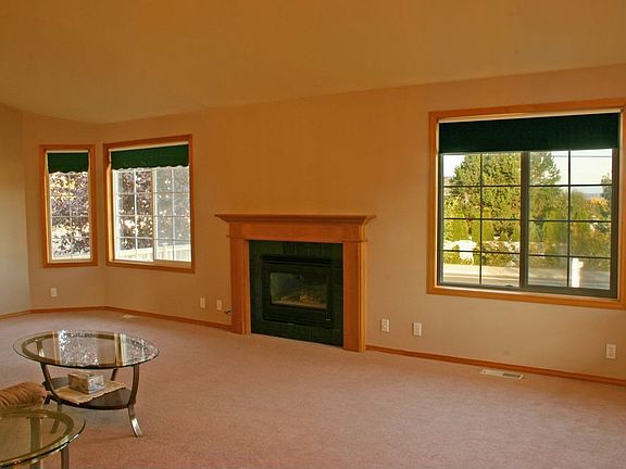 ceiling fan & cozy fireplace. 