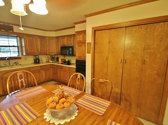 Kitchen has a pantry.