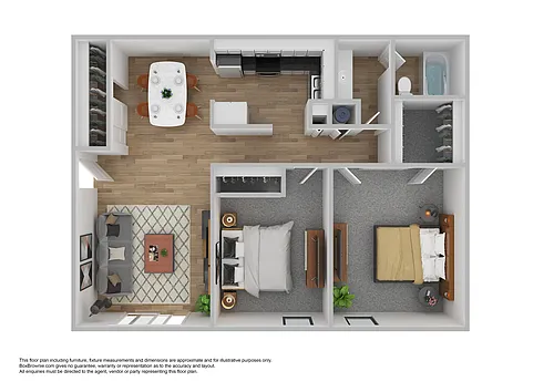 Floor plan Two Bedrooms, One Bathroom