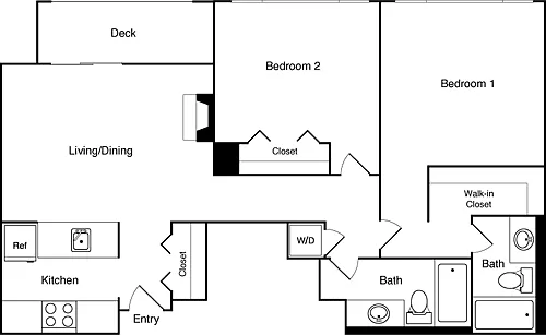 Floor plan 2 Bed 17E SW
