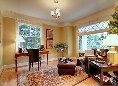 Main floor den/office. There is also a 1/2 bath powder room on the main floor.