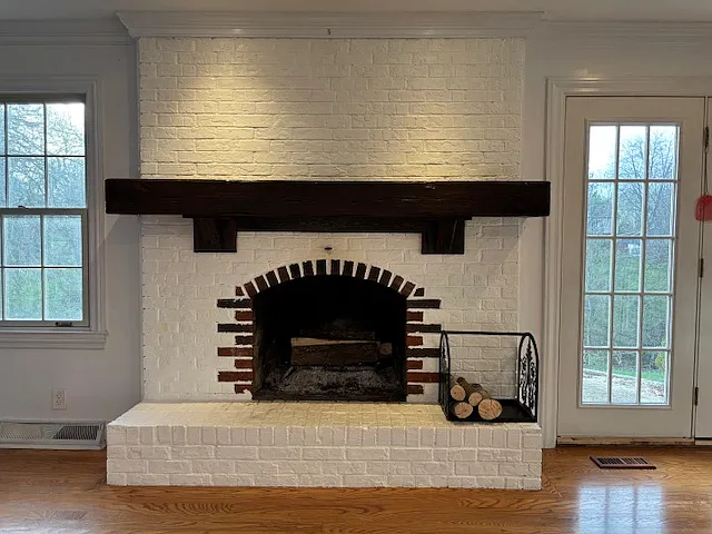 back of house family room fireplace