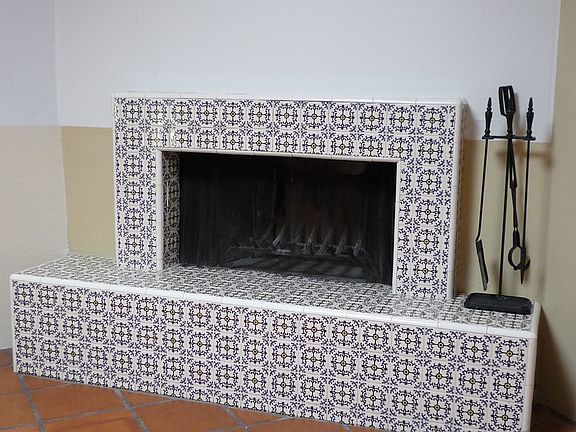 Talavera tile fireplace