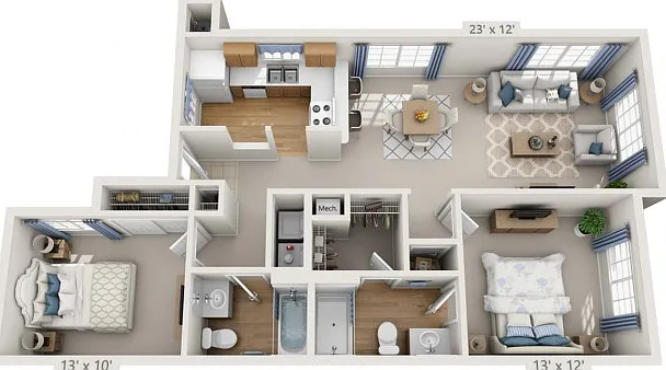 Floor plans are artist's rendering. All dimensions are approximate. Actual product and specifications may vary in dimension or detail. Not all features are available in every apartment. Prices and availability are subject to change. Floor plans are artist