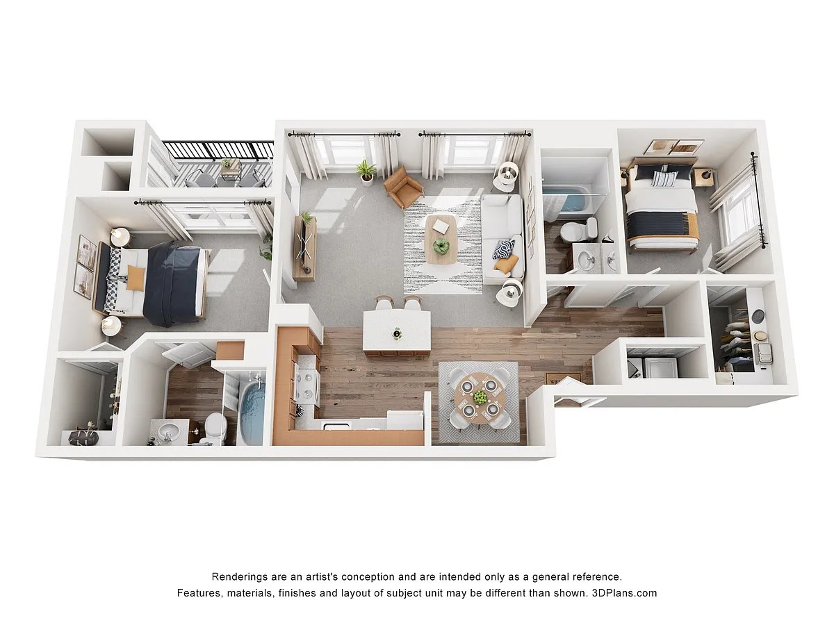 Floor plan B1 | 2 Bed | 2 Bath
