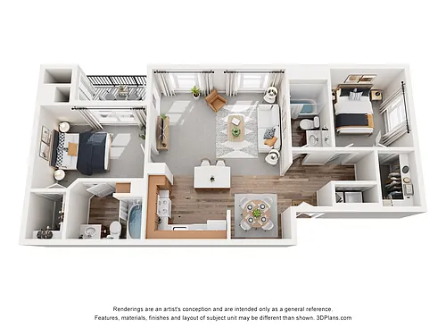 Floor plan B1 | 2 Bed | 2 Bath