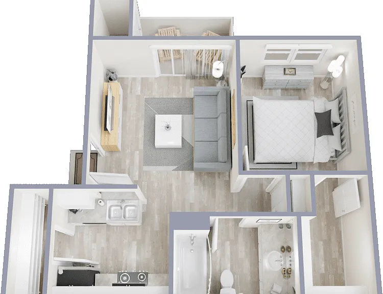 One Bed B Floorplan Diagram