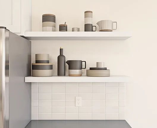 Kitchen with open shelves