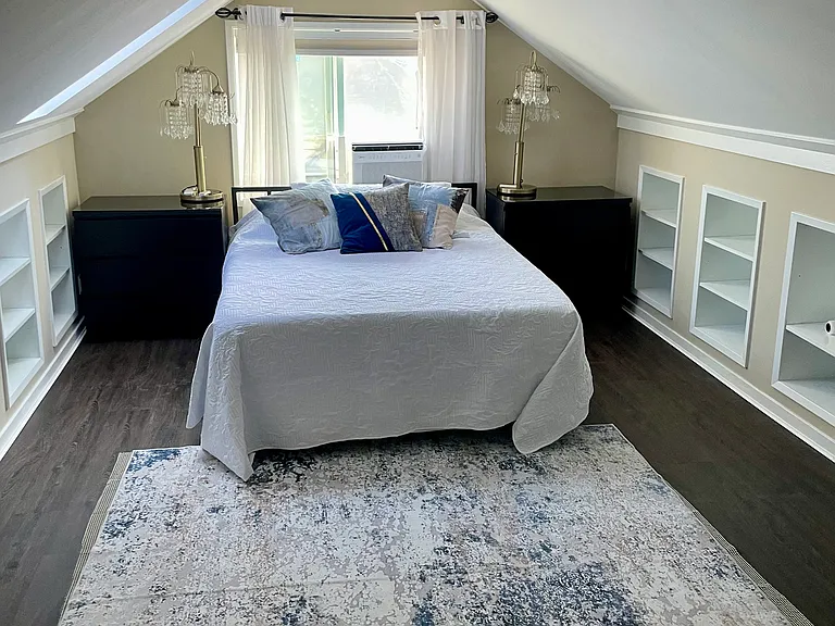 Top Suite 500 sq feet with walk-in closet, (so much storage space), separate study area, fireplace, new LP Vinyl floor, air-conditioning