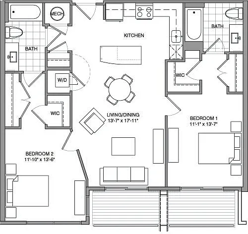 Floor plan 2 Bdrm E