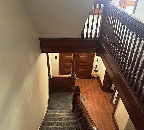 Apartment foyer and steps.