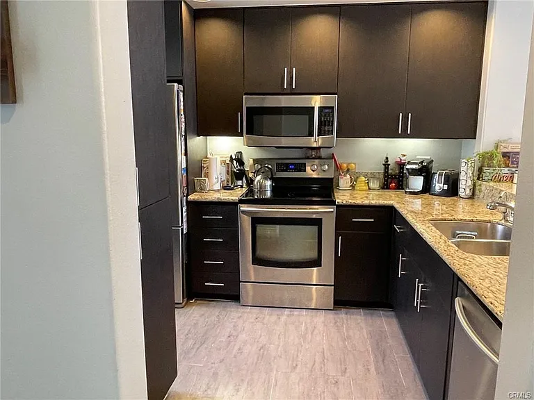 Kitchen with stainless steel appliances
