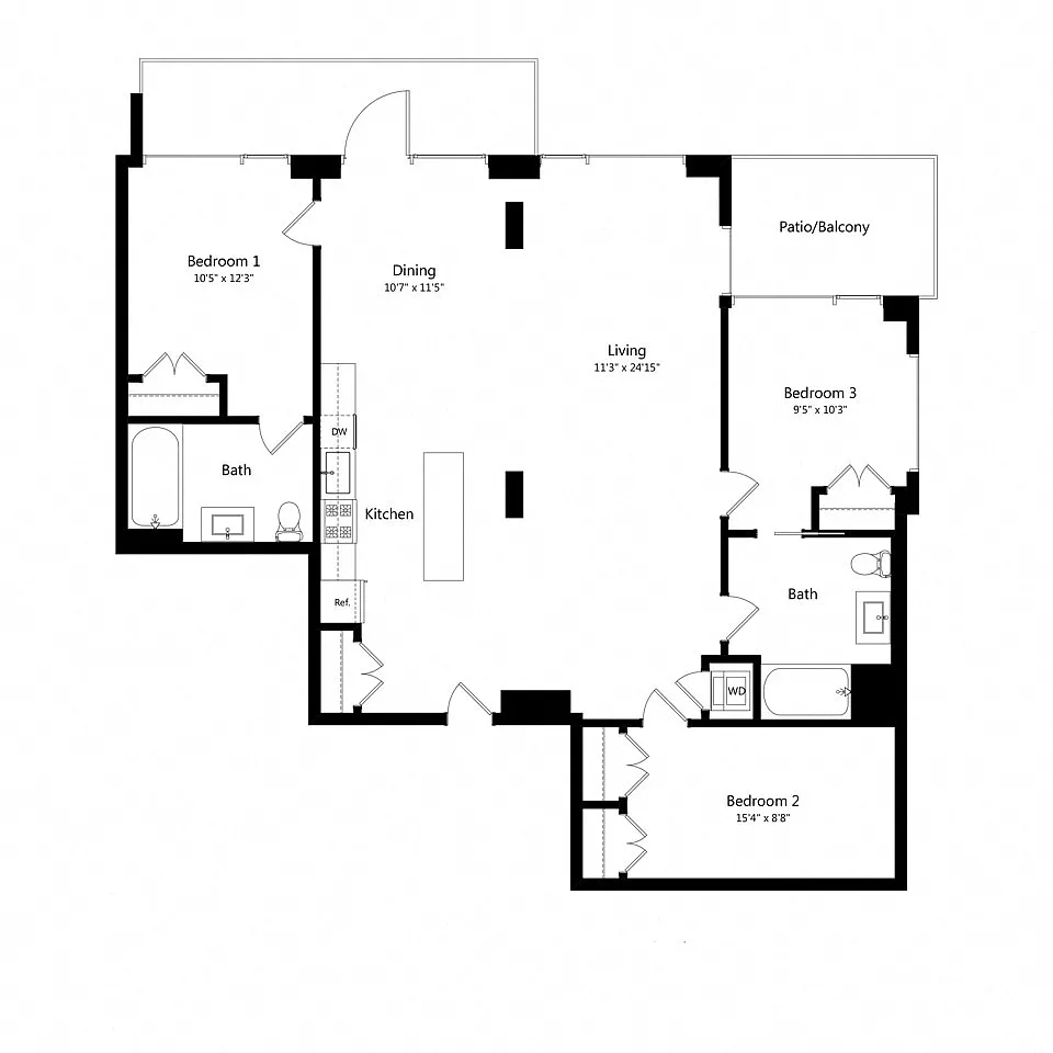Floor plan 3 Bedroom - 2 Bath | C03