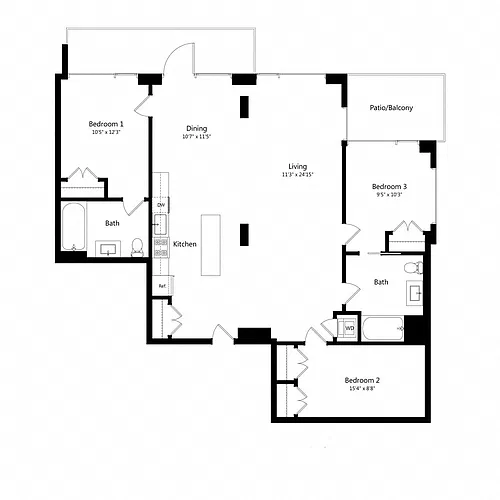 Floor plan 3 Bedroom - 2 Bath | C03
