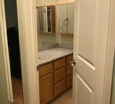 bathroom, shower over tube