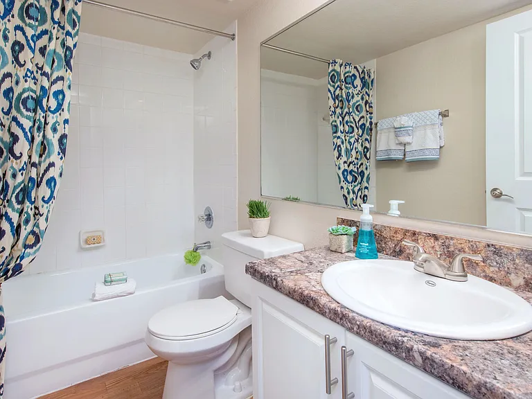 Experience comfort and style in our spacious bathrooms, designed for relaxation.