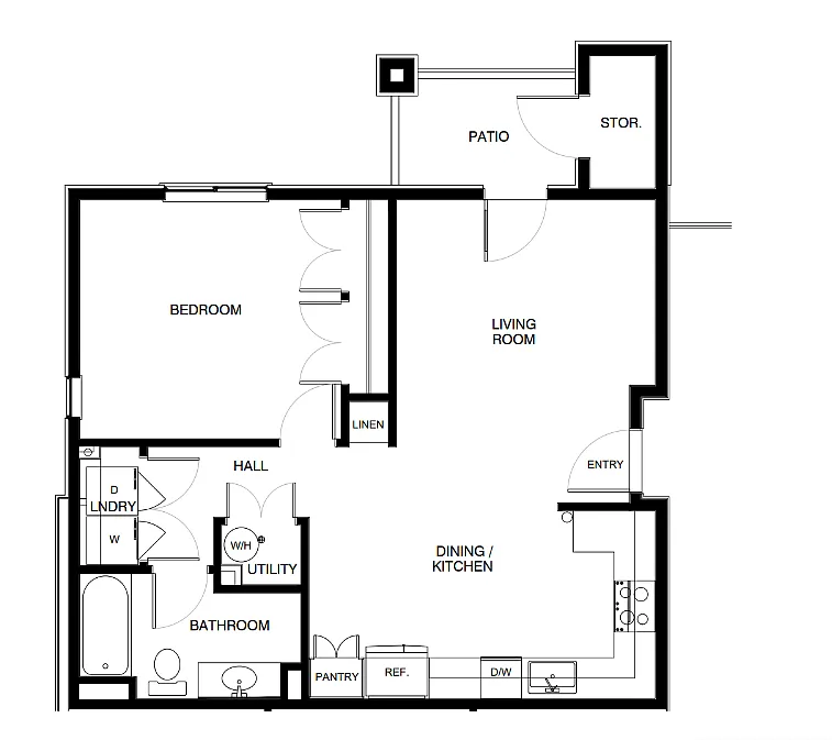 Floor plan 1-BEDROOM (1C)