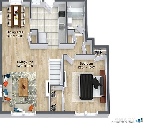 1-Bedroom Layout on Second Floor Apartments