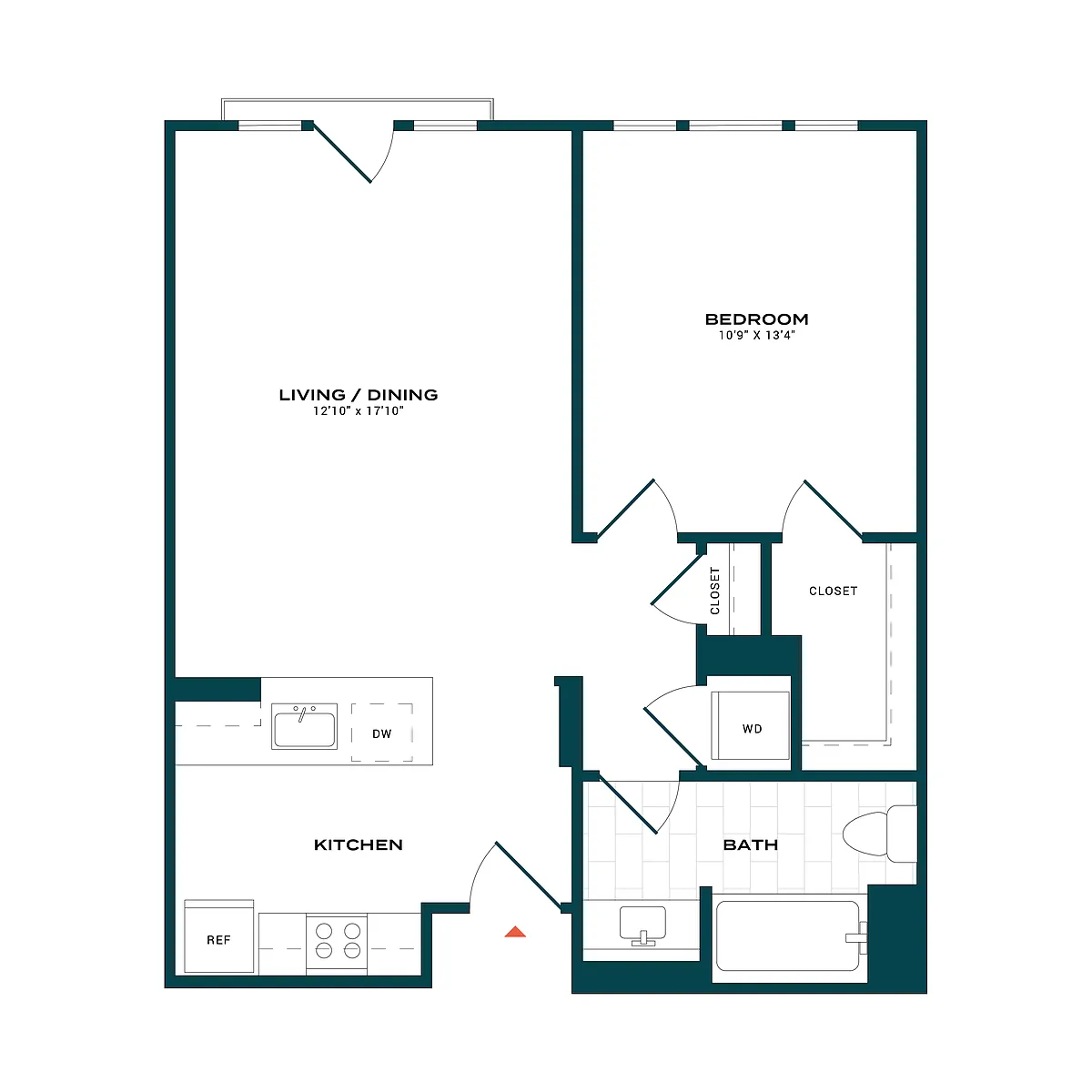 Floor plan 1 Bed/1 Bath-b1