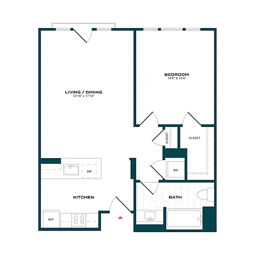 Floor plan 1 Bed/1 Bath-b1