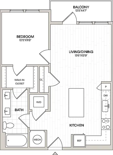 Floor plan 1 Bed/1 Bath-A1