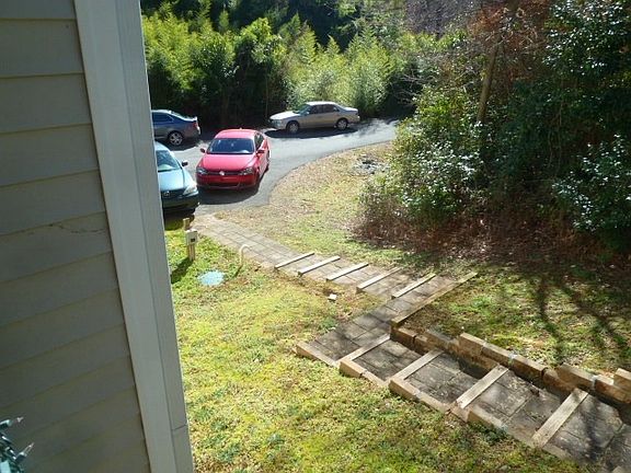 View down to the parking area