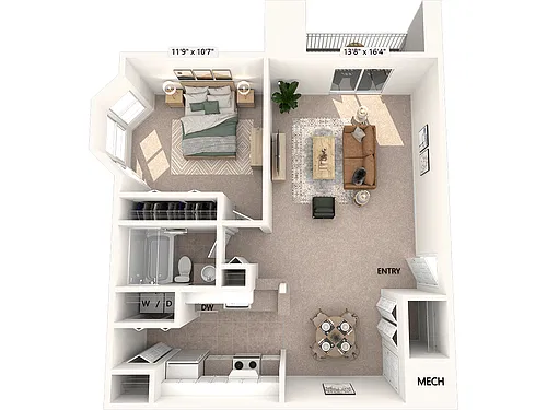 Floor plan A3-770sf-Classic