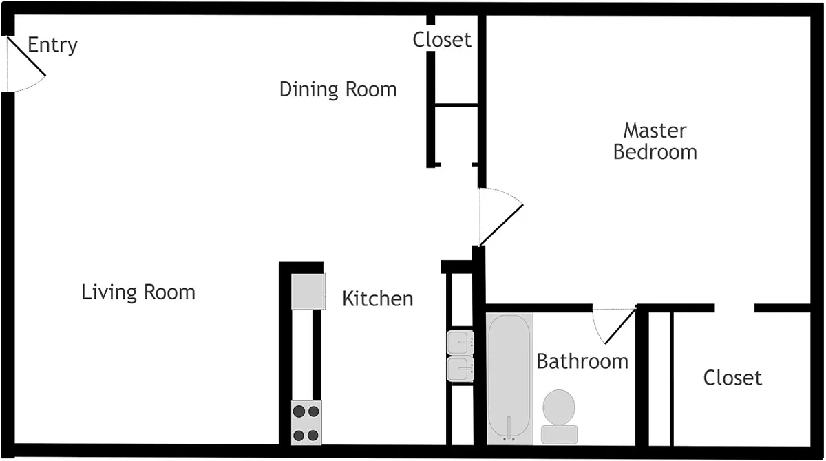 Floor plan 1 bedroom 1 bathroom