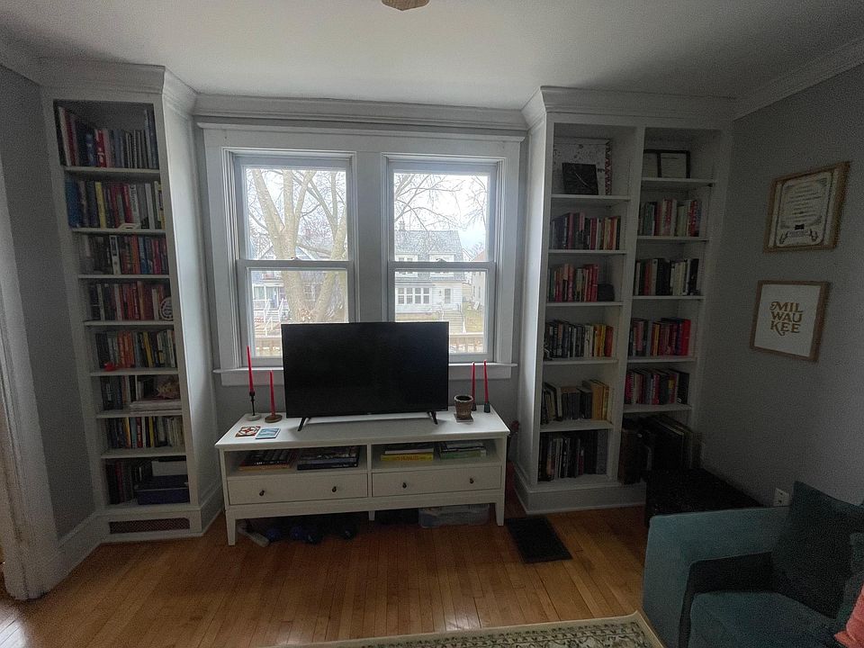 Den with built in bookshelf