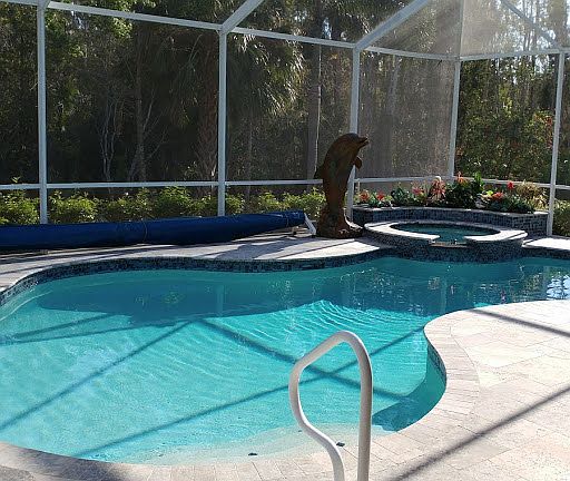 heated pool with hot tub
