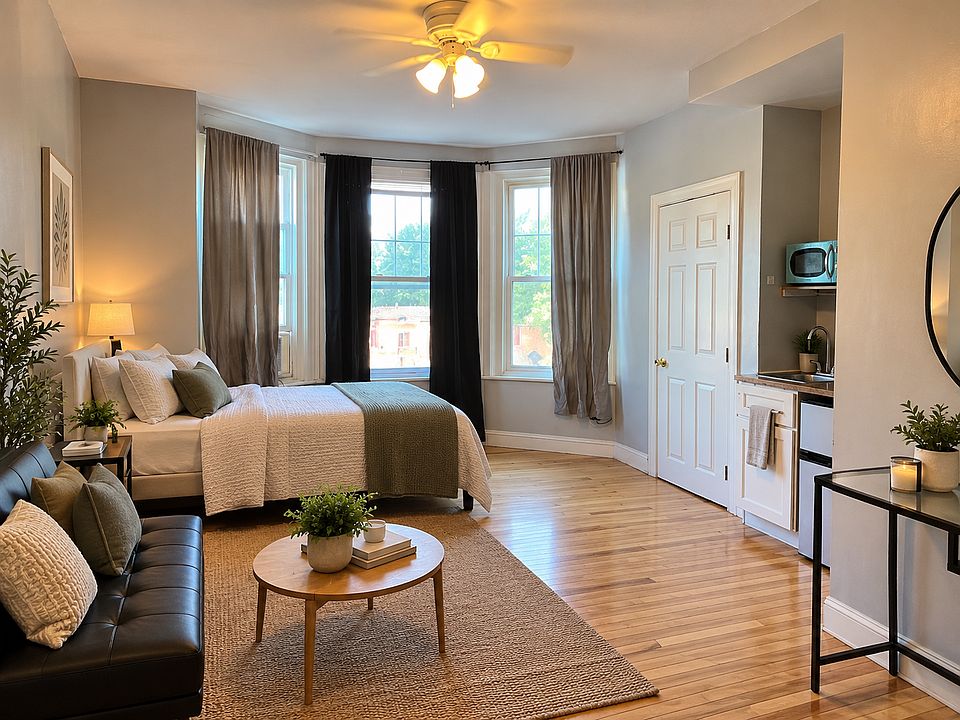 Previous tenant's setup with all of the furniture in place.