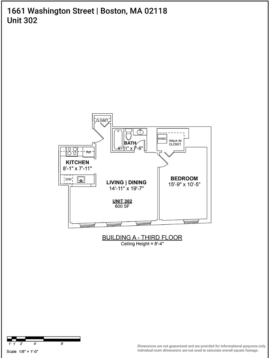 Floor plan 1Bed-1Bath 302