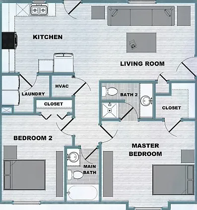 Trails End 2 Bed 2 Bath Floor Plan Trails End 2 Bed 2 Bath Floor Plan