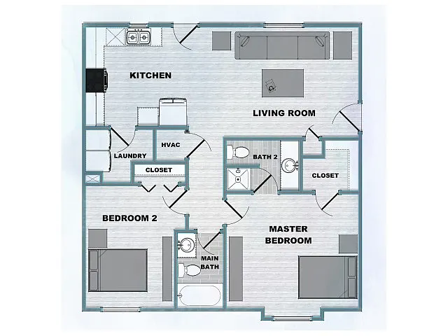 Floor plan 2x2 Deluxe