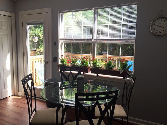 Kitchen is bright and cheerful. 