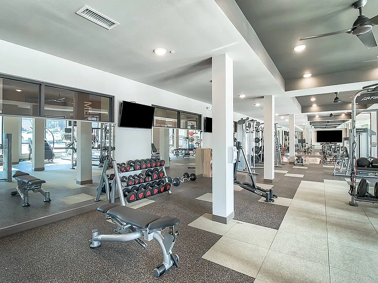 The 24 hour fitness center offers all the equipment you need plus towel service