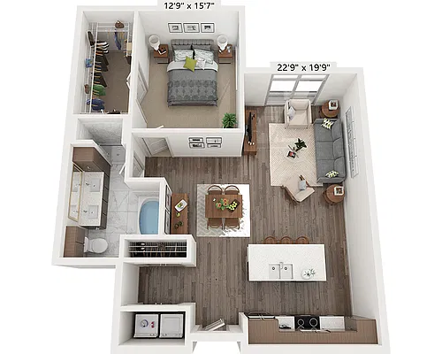 Floor plan One Bedroom A1I
