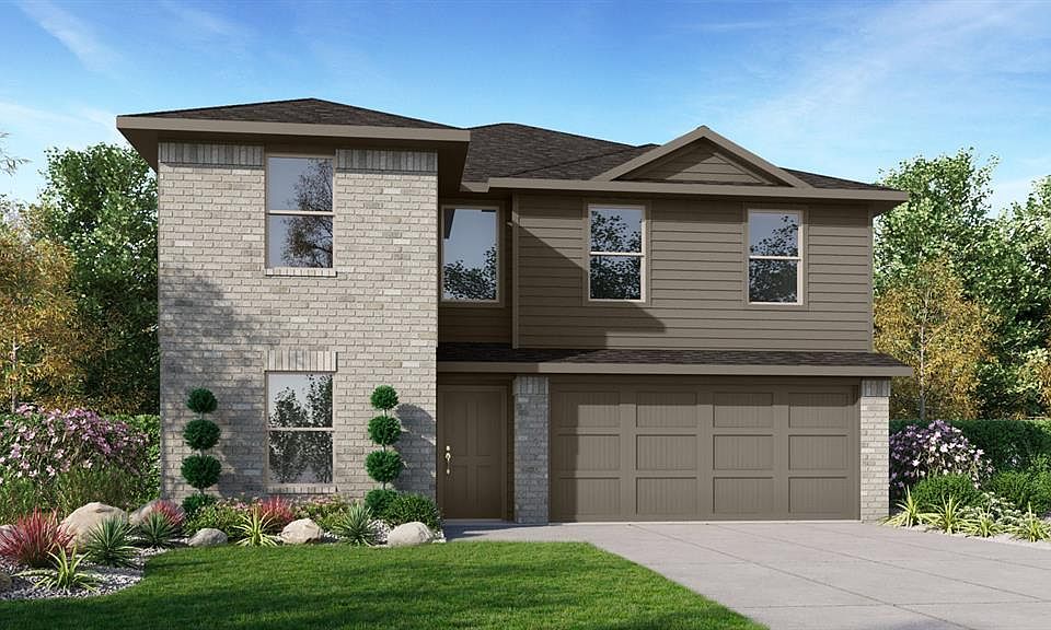 Front Elevation-D.R. Horton''''s Dawson floor plan elevation A- All Home and community information, including pricing, included features, terms, availability and amenities, are subject to change at any time without notice or obligation. All Drawings, pictures, photographs, video, square footages, floor plans, elevations, features, colors and sizes are approximate for illustration purposes only and will vary from the homes as built.