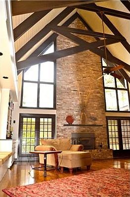 Floor to ceiling fireplace
