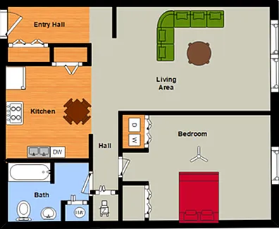 1 BR Luxe with W/D Hookups 1 BR Luxe with W/D Hookups