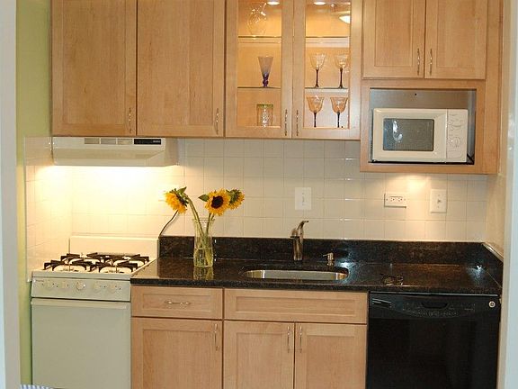 Lit maple cabinets
