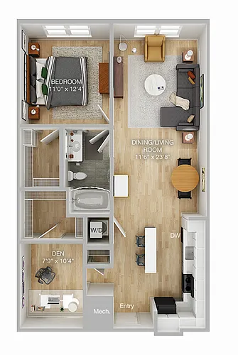Floor plan One Bedroom Den